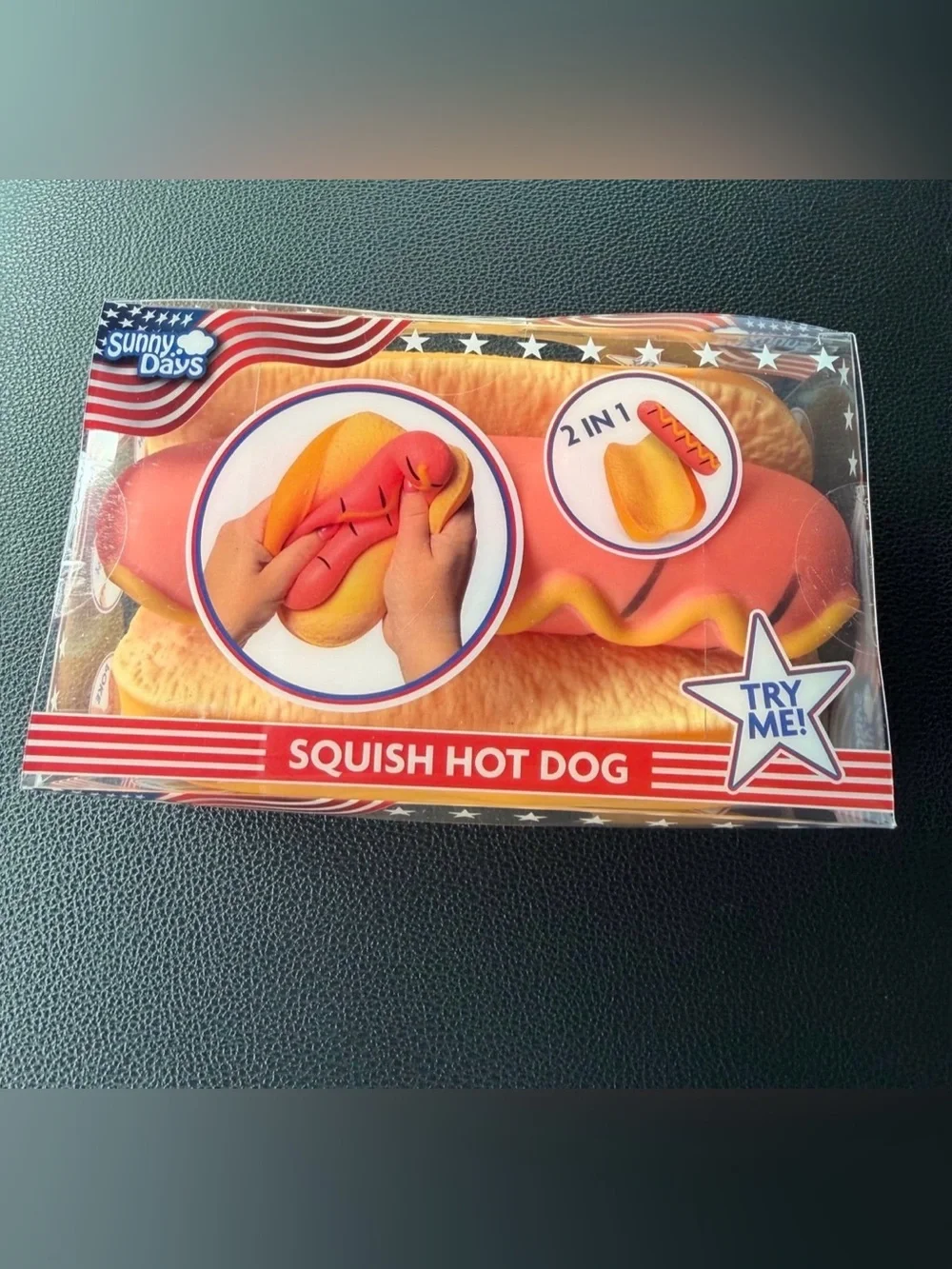 Squish Hot Dog Toy - Red and Yellow